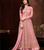 Light Pink Heavy Embroidered Net Anarkali Suit