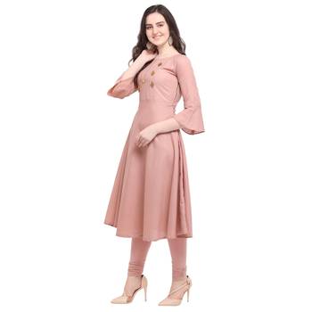 Pink plain cotton kurtis 1