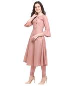 Pink plain cotton kurtis