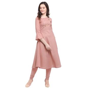 Pink plain cotton kurtis 2
