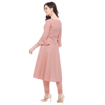Pink plain cotton kurtis 3