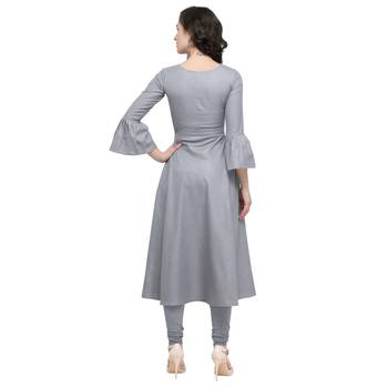Grey plain cotton cotton-kurtis 3