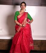 Reddish pink chanderi saree