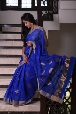 Ink blue chanderi saree 3