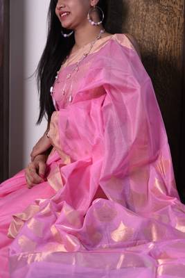 Baby pink chanderi saree 2