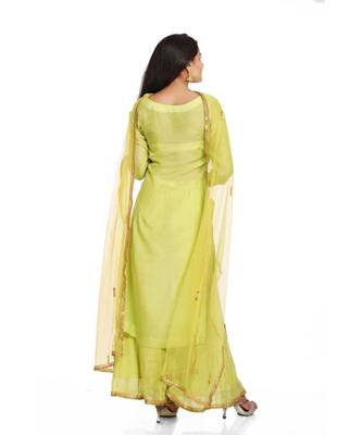 green gota cotton silk stitched readymade suits 2