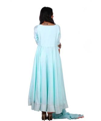 blue thread embroidery pure crepe stitched readymade suits 4