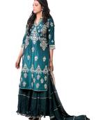 green embroidered crepe stitched readymade suits