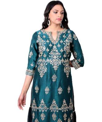 green embroidered crepe stitched readymade suits 3