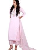 pink embroidered cotton silk stitched readymade suits