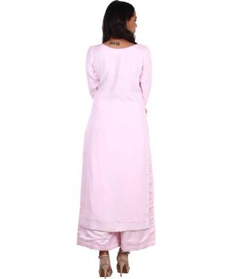 pink embroidered cotton silk stitched readymade suits 3