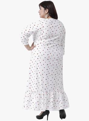 White Printed Embroidered Dress 2