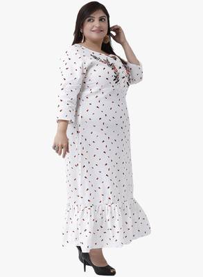 White Printed Embroidered Dress 3