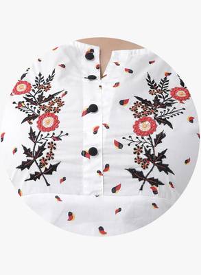 White Printed Embroidered Dress 5