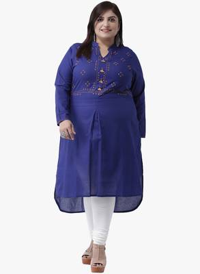 Women's Navy Blue Embroidered Kurtas 1