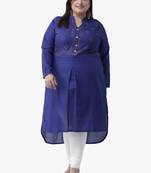 Women's Navy Blue Embroidered Kurtas