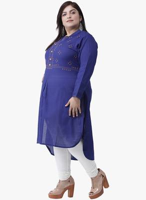 Women's Navy Blue Embroidered Kurtas 2