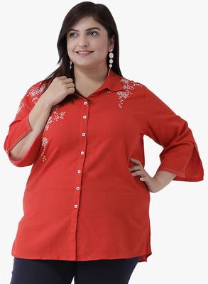 Women's Red Embroidered Tunics 1