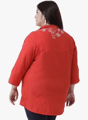 Women's Red Embroidered Tunics 2