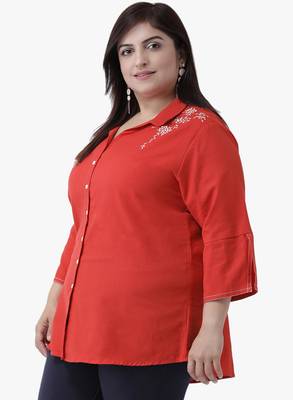 Women's Red Embroidered Tunics 3