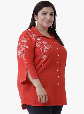 Women's Red Embroidered Tunics 4