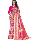 Gold woven Silk blend saree with blouse