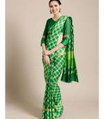 Green printed Silk blend saree with blouse