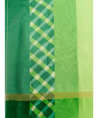 Green printed Silk blend saree with blouse 4