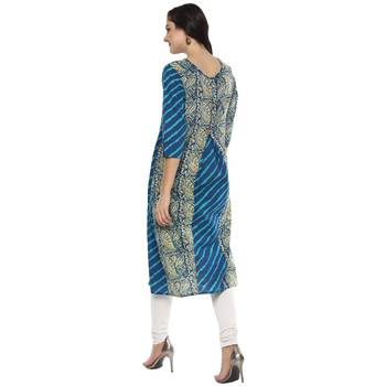 multicoloured printed cotton designer lehariya kurti 2