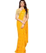 Yellow woven Chiffon saree with blouse