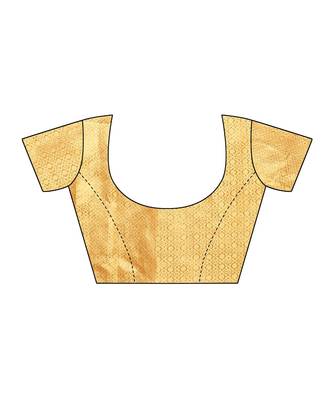 Yellow woven Chiffon saree with blouse 3