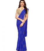 Blue woven Chiffon saree with blouse