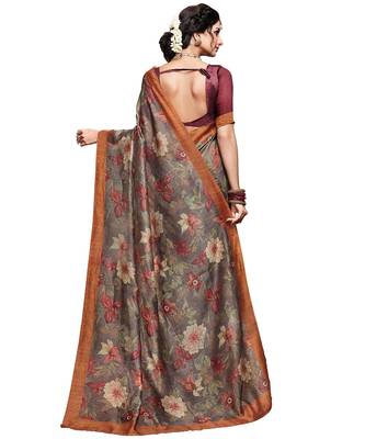 Green printed Silk blend saree with blouse 2