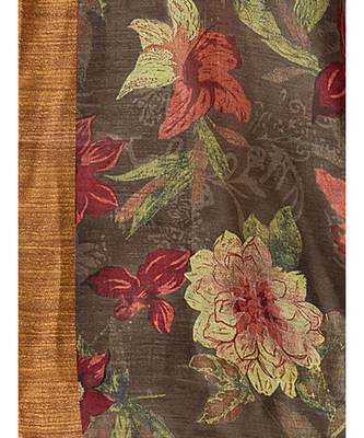 Green printed Silk blend saree with blouse 3