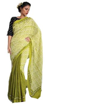 Khaatu Bagru Print Cotton Mulmul Saree With Blouse 1