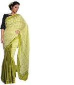 Khaatu Bagru Print Cotton Mulmul Saree With Blouse
