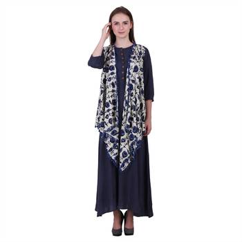 Blue Plain Cotton Kurti 1