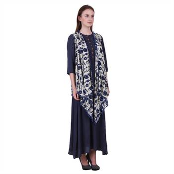 Blue Plain Cotton Kurti 3