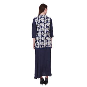 Blue Plain Cotton Kurti 4
