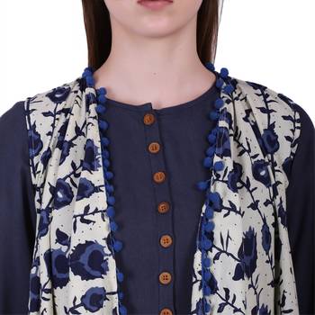 Blue Plain Cotton Kurti 5