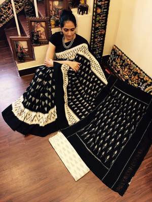 Khaatu Bagru Print Cotton Mulmul Saree With Blouse 2