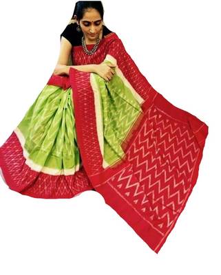 Khaatu Bagru Print Cotton Mulmul Saree With Blouse 2