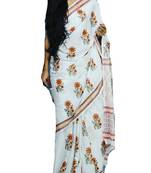 Khaatu Bagru Print Cotton Mulmul Saree With Blouse