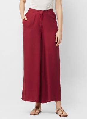 Women's Soild Maroon Flarred Palazzo 1