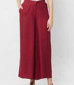 Women's Soild Maroon Flarred Palazzo