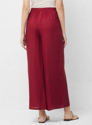 Women's Soild Maroon Flarred Palazzo 4