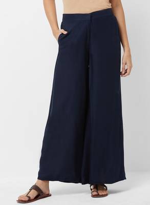 Women's Soild Blue Flarred Palazzo 1