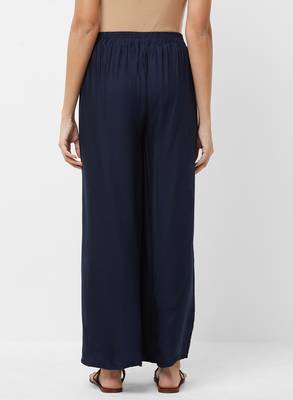 Women's Soild Blue Flarred Palazzo 2