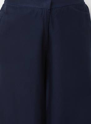 Women's Soild Blue Flarred Palazzo 5
