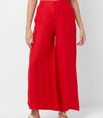 Women's Soild Red Flarred Palazzo